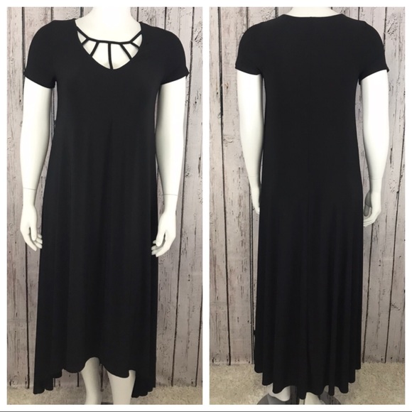 Lane Bryant Dresses & Skirts - Lane Bryant 14/16 Black Caged Neckline Dress